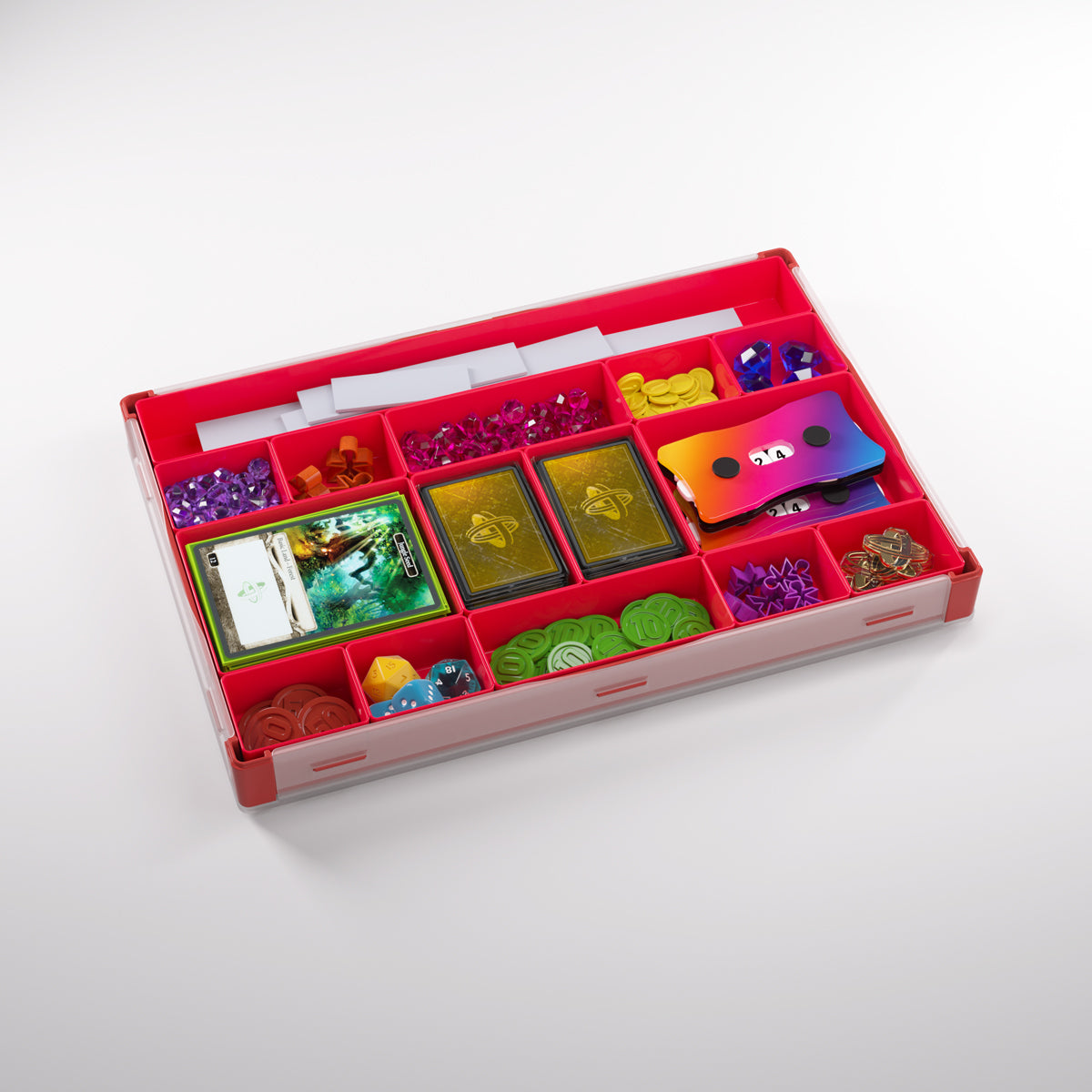 Close-up of red Silo XL Token box interior layout