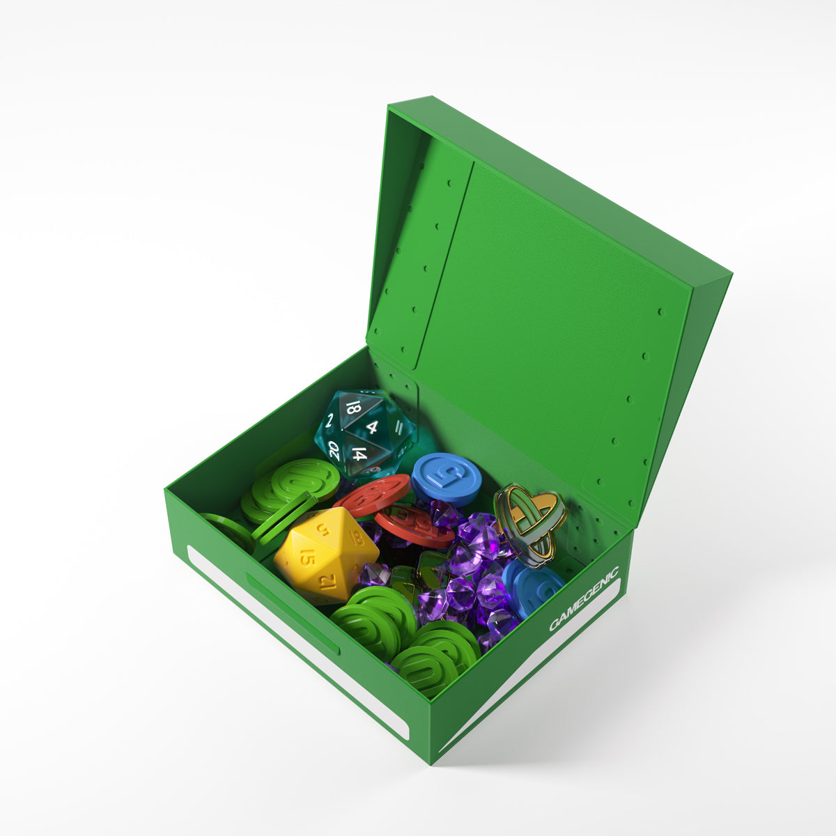 Top-down view of Green Gamegenic Token Holder