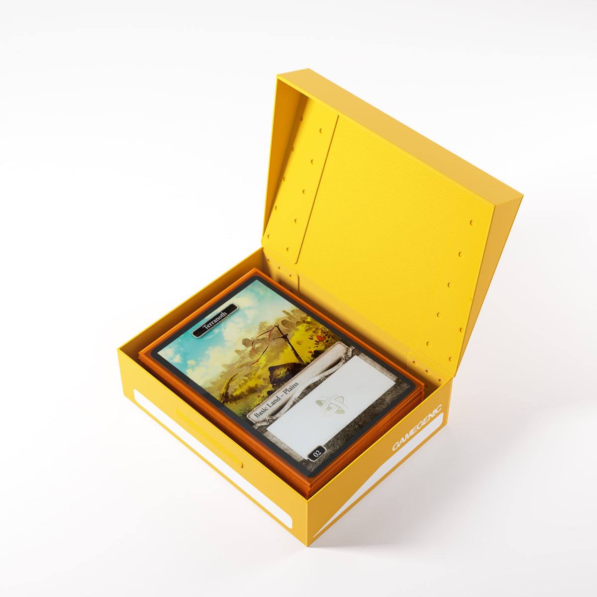 Yellow Gamegenic Token Holder shown with tokens inside