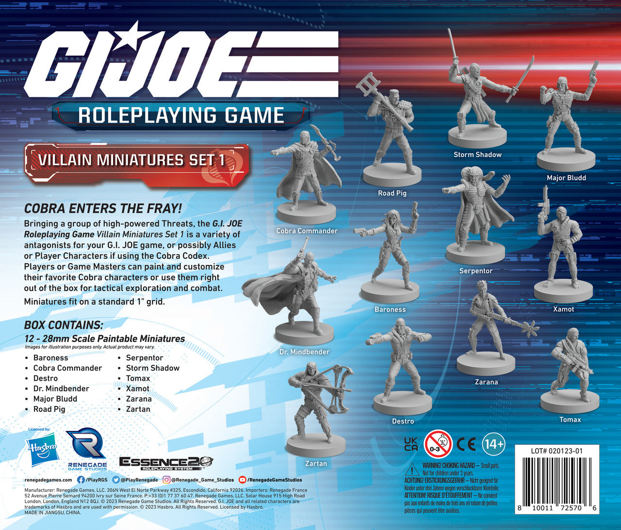 GI Joe Roleplaying Game Villain Miniatures Set 1 featuring 12 detailed unpainted figures