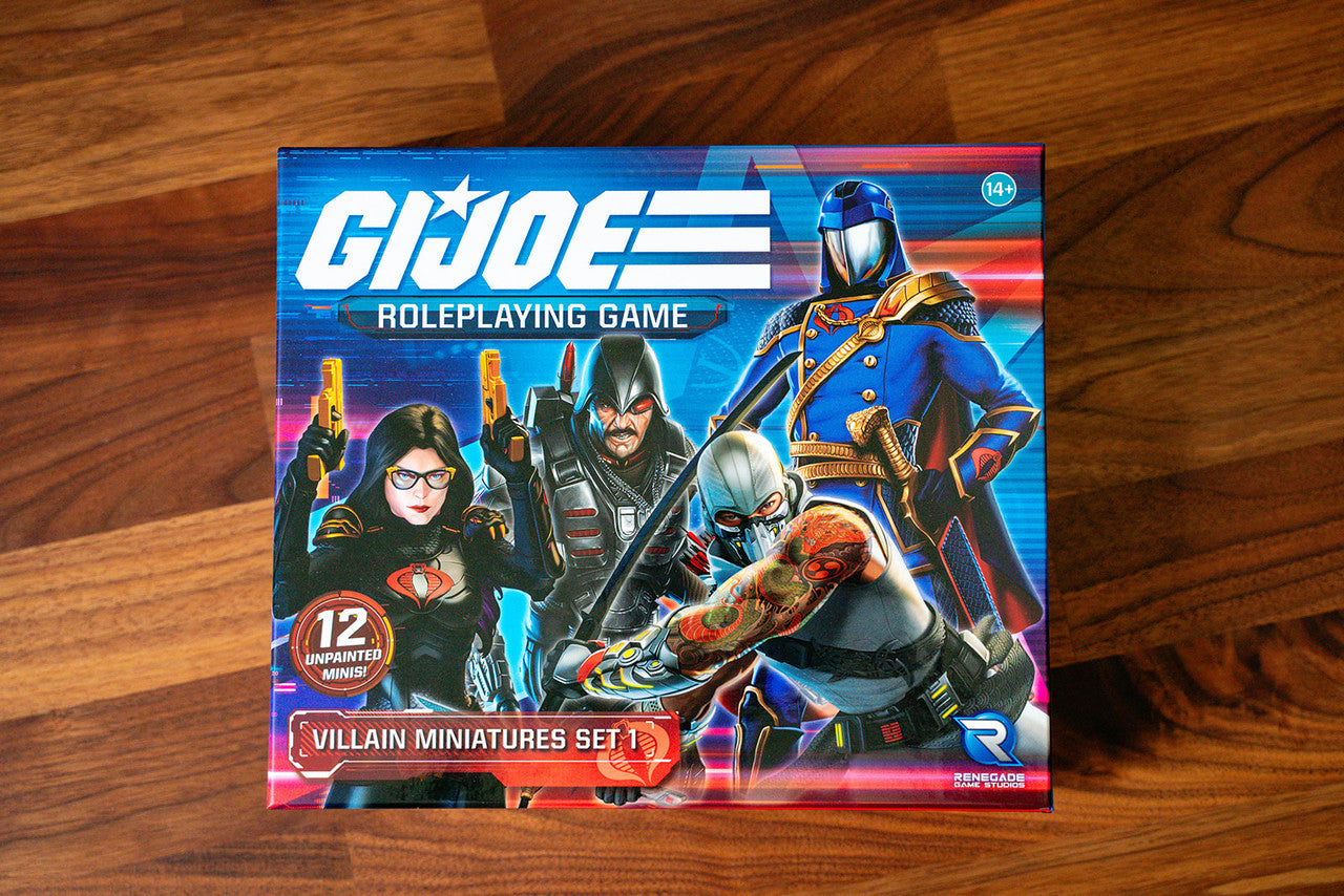 GI Joe Roleplaying Game box featuring Cobra Commander Baroness Destro and Storm Shadow characters