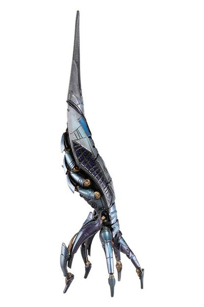 Detailed metallic sci-fi figure featuring a tall pointed main body and multiple mechanical, clawed legs