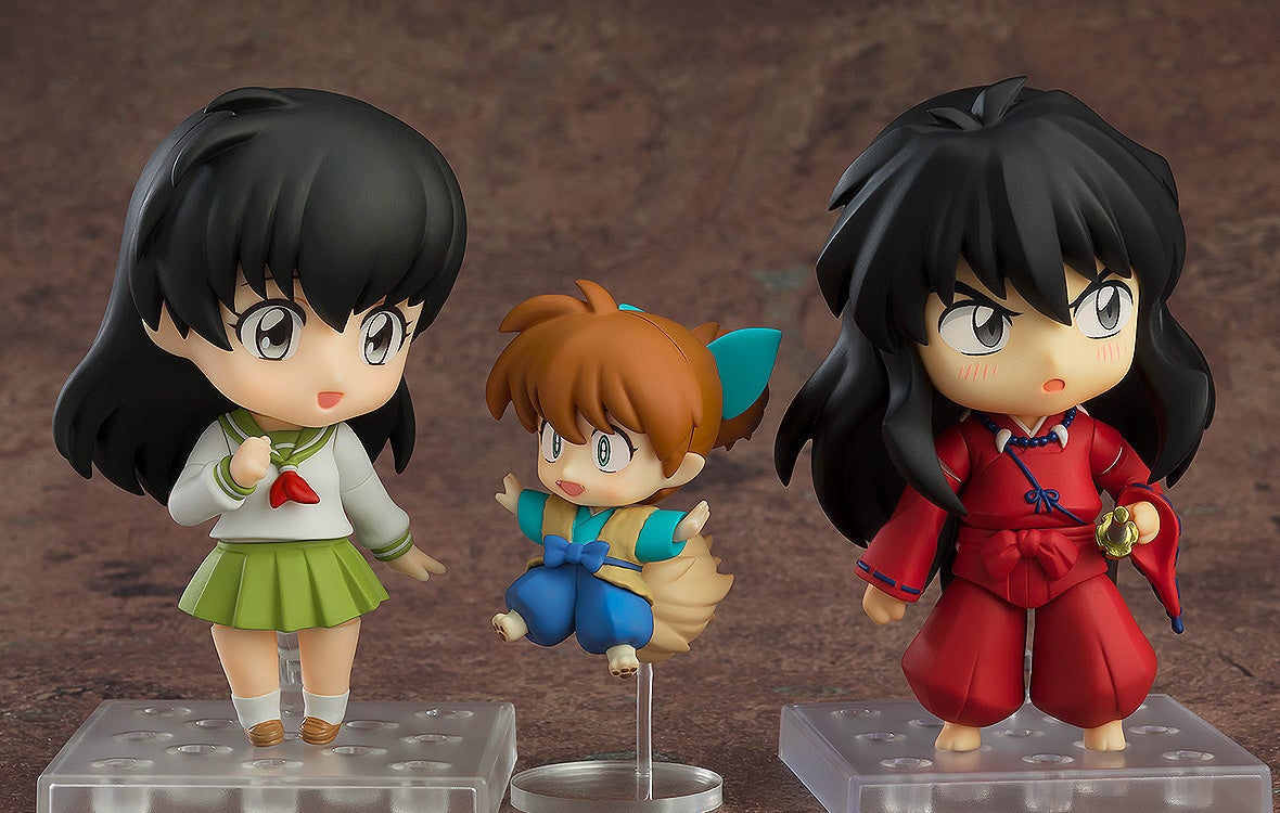 Rear view of Inuyasha and Shippo Nendoroids showing detailed sculpt
