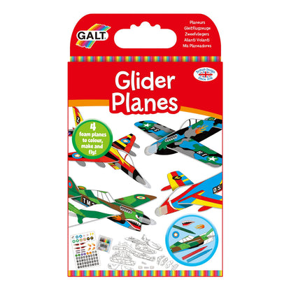 Galt Glider Planes kit box, featuring 4 decorated foam planes and supplies to color, make, and fly