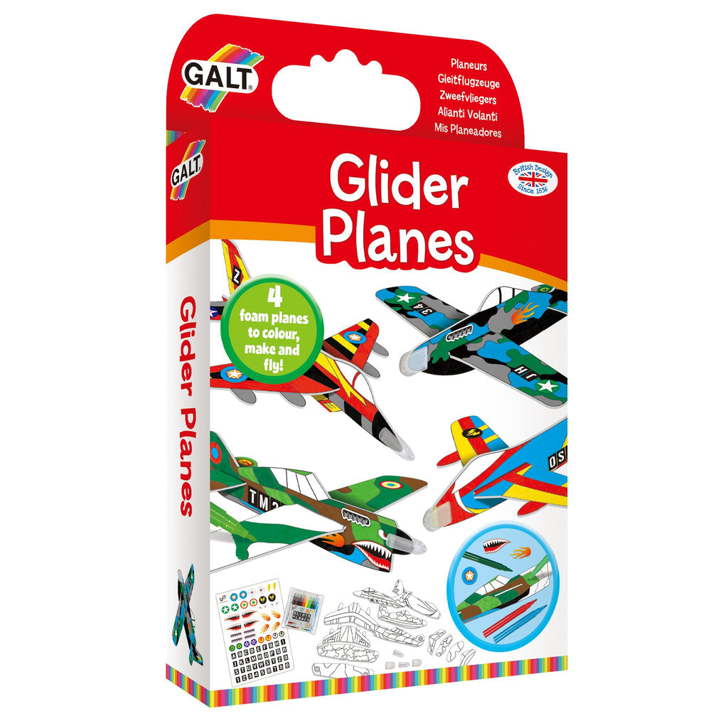 Red Galt "Glider Planes" kit box featuring 4 foam planes to color, make, and fly