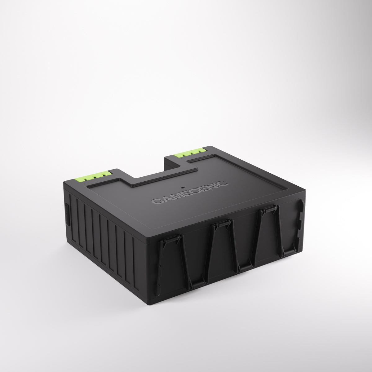 Black Gamegenic modular storage box with neon green clips