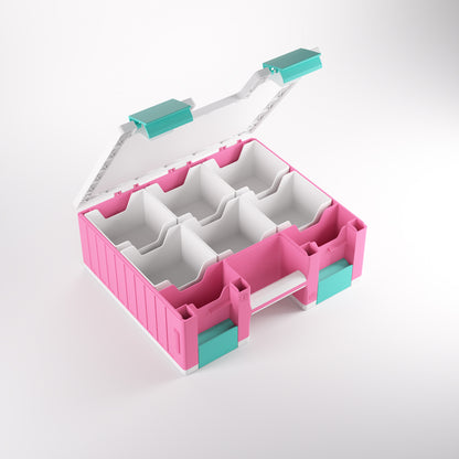 Gamegenic - Game Castle for Cards and Gaming Accessories - Pink/White/Teal - Good Games