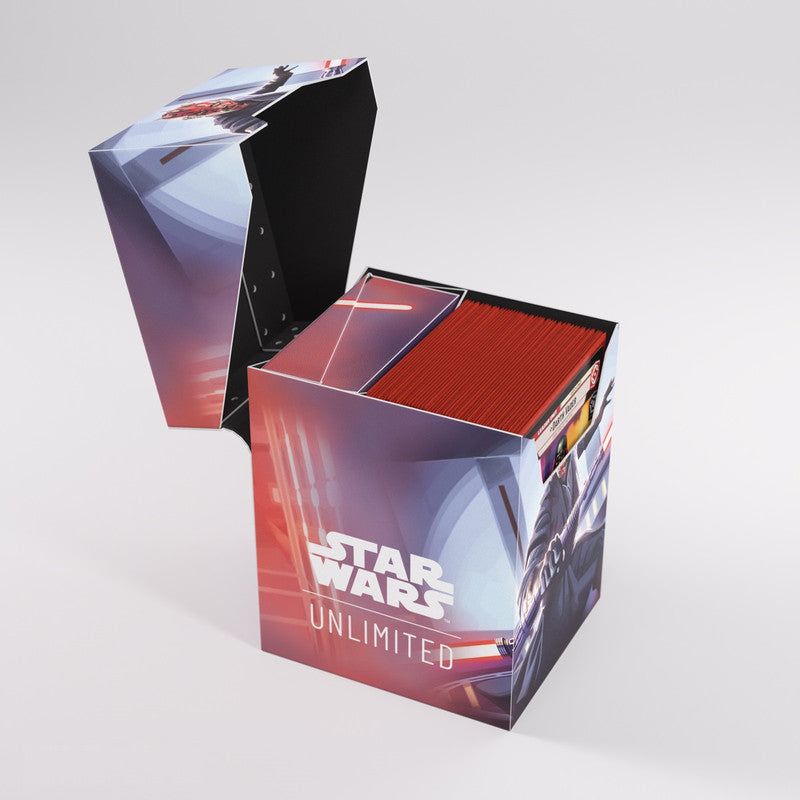Open Star Wars Unlimited card box with red cards inside