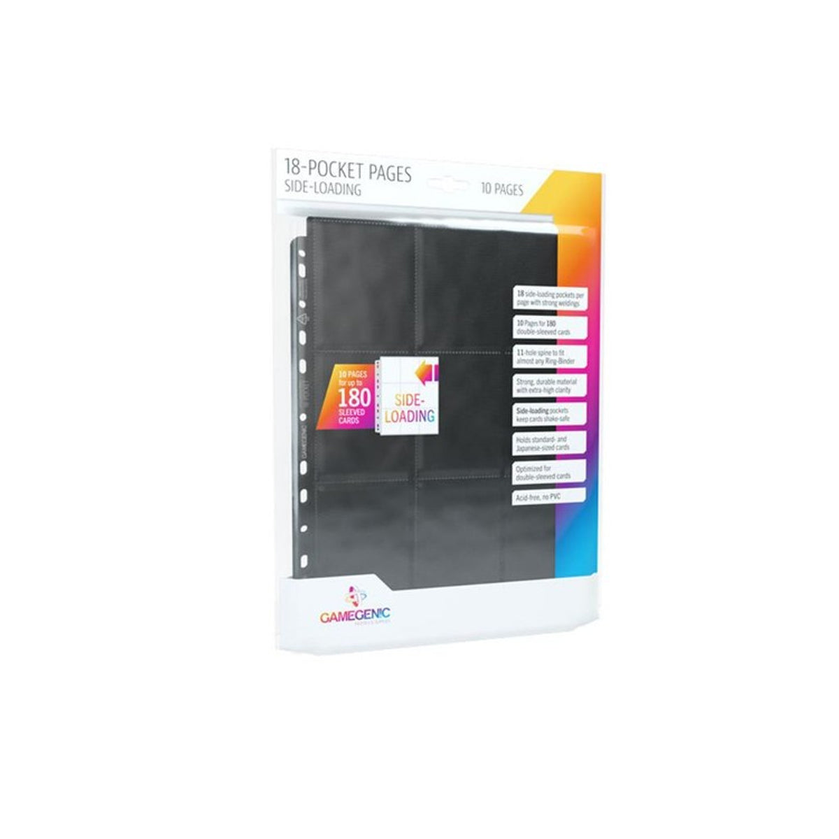Gamegenic 10-pack of black, 18-pocket, side-loading pages for trading card binders