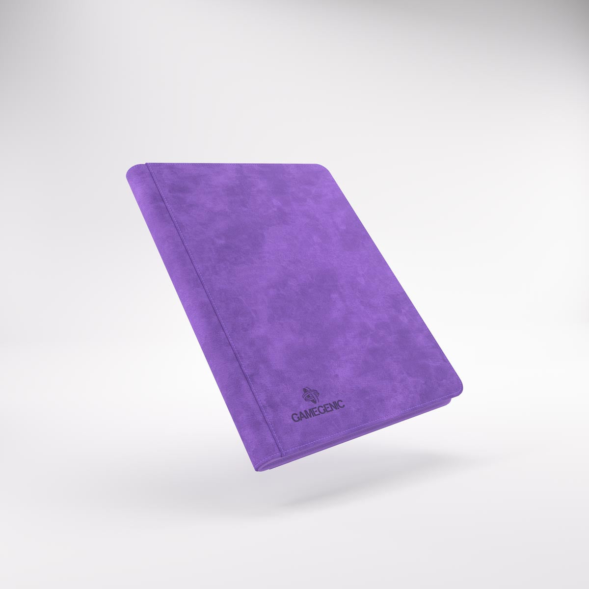 Purple suede Gamegenic trading card Zip-Up Album floating against a white studio background