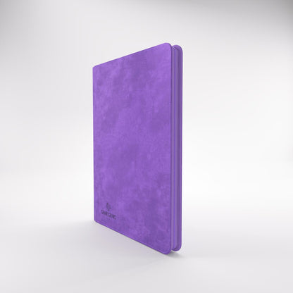 Purple suede-texture Gamegenic trading card Zip-Up Album standing upright