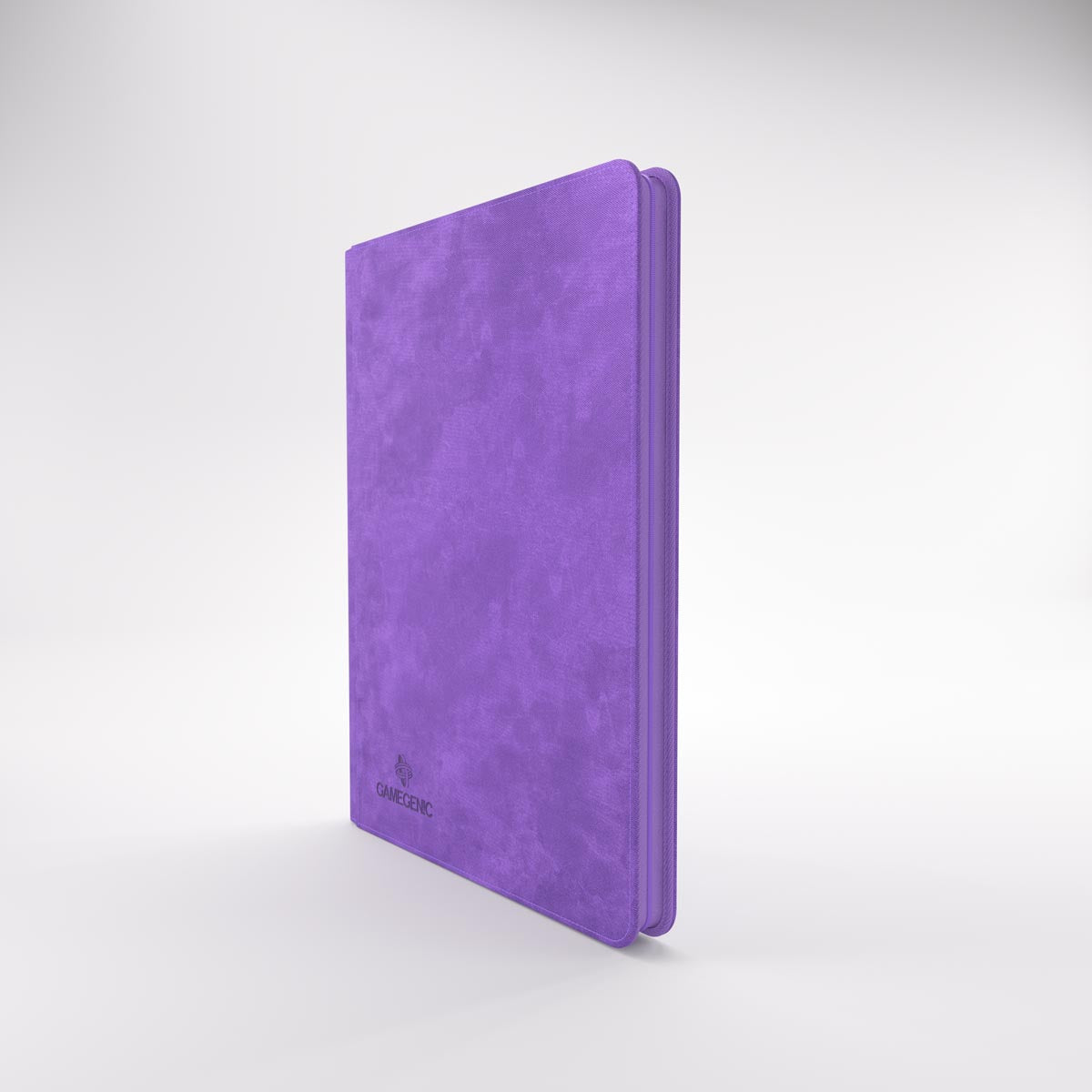Purple suede-texture Gamegenic trading card Zip-Up Album standing upright