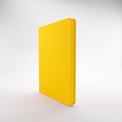 Bright yellow Gamegenic trading card Zip-Up Album standing vertically