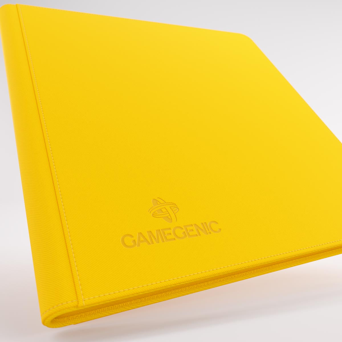 Gamegenic bright yellow Gamegenic trading card Zip-Up Album with embossed logo on the textured cover