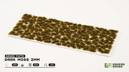 Sheet of Dark Moss 2mm grass tufts (static foliage) for miniature basing and dioramas