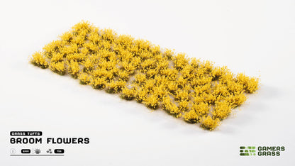 Small bright yellow 'Broom Flowers' scenic tufts on a clear sheet