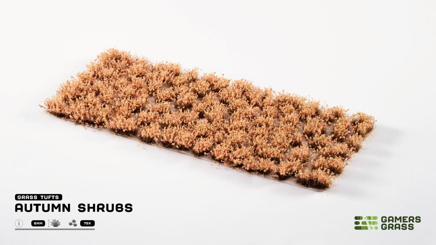A sheet of numerous small, light brown autumn shrub tufts for model scenery