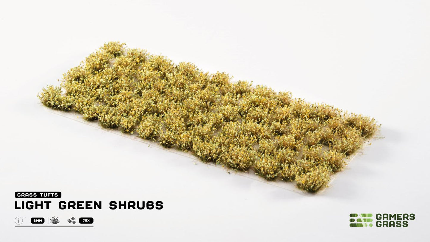 A pack of 75 light green 6mm miniature shrub tufts for model scenery