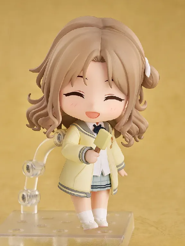 Good Smile Company Nendoroid Hinana Ichikawa figure with smiling face and hand poses displayed on a clear stand
