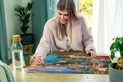 Woman assembling Grandiose Greece 1000 Piece Jigsaw Puzzle