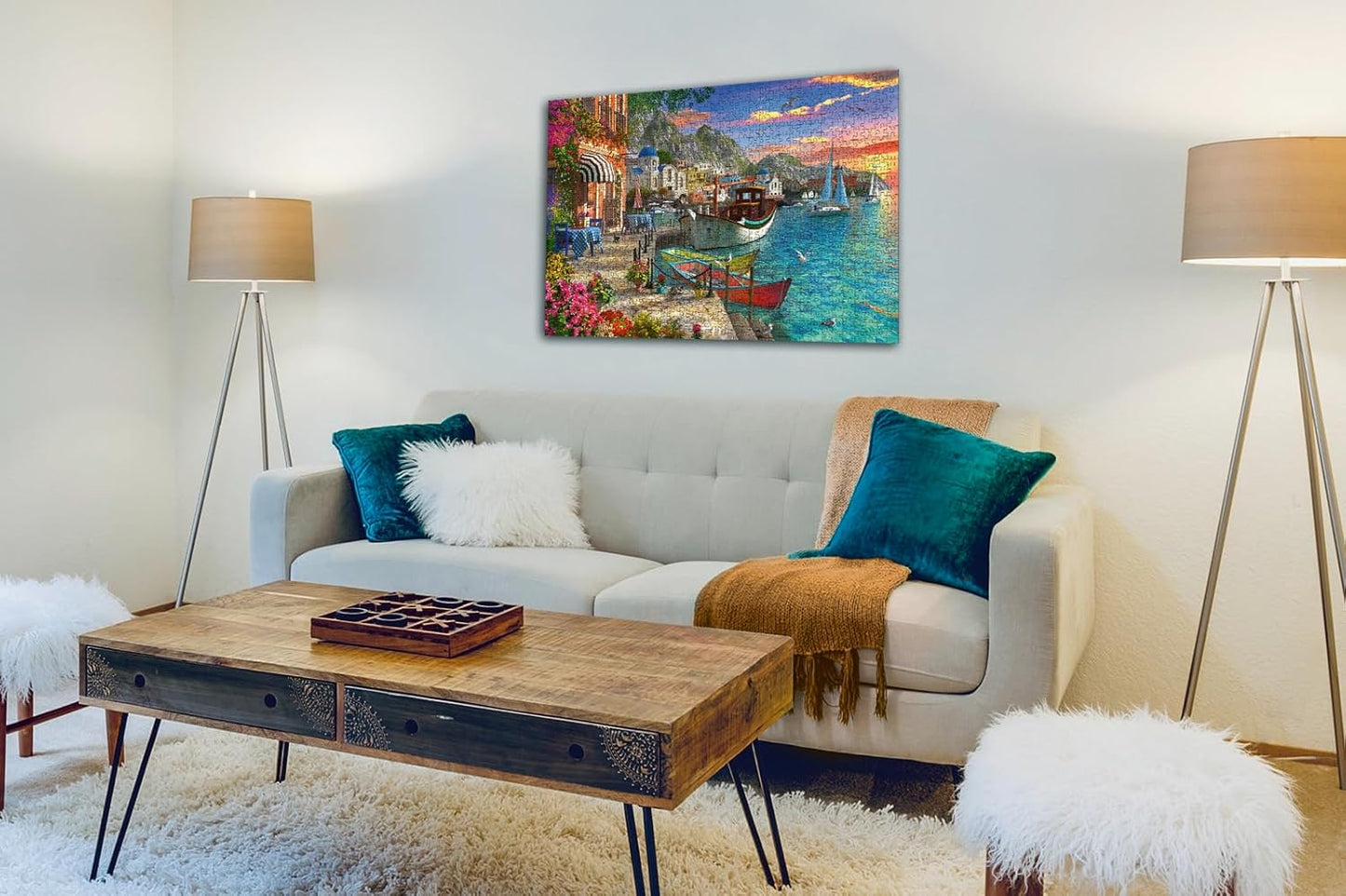 Grandiose Greece 1000 Piece Jigsaw Puzzle hanging on a wall