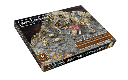 A Battle Systems 'Great Hall of Khaarastad' box for a 50-piece modular dungeon tabletop terrain set