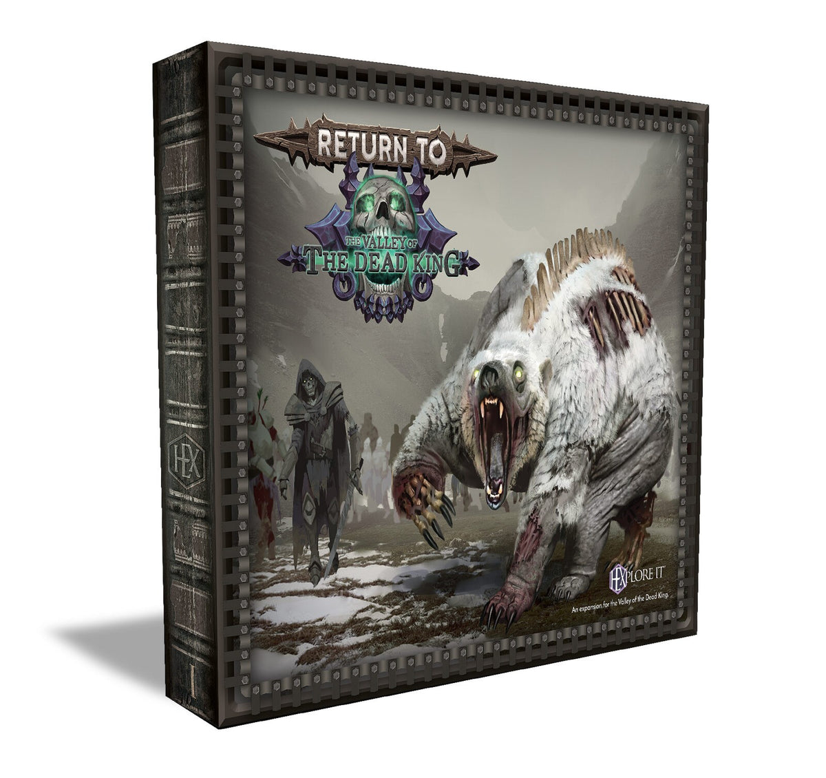 Game box: &#39;Return to The Valley of The Dead King&#39; shows a snarling undead bear and a skeletal figure in a desolate land