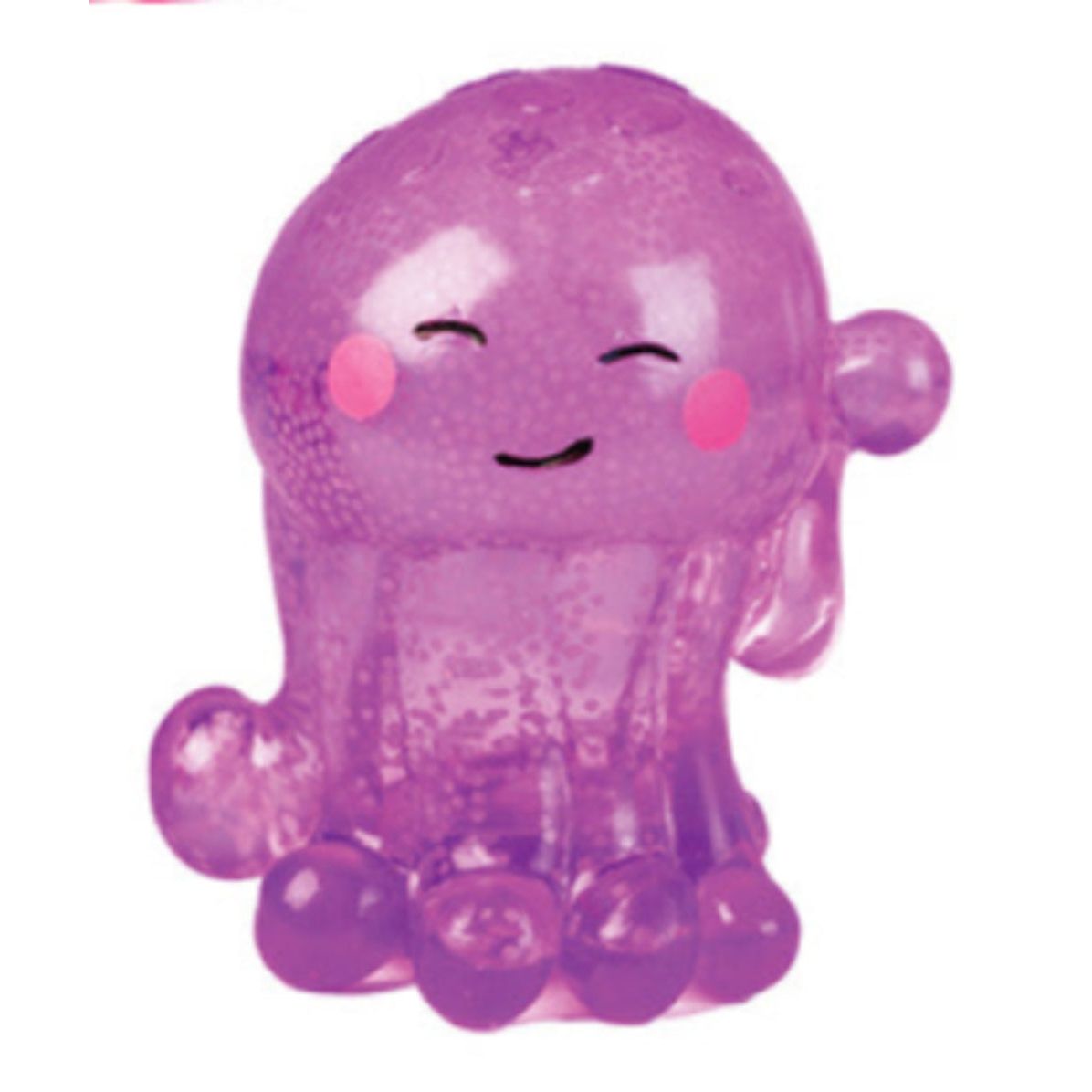 Smiling purple translucent toy jellyfish figure with pink blush cheeks