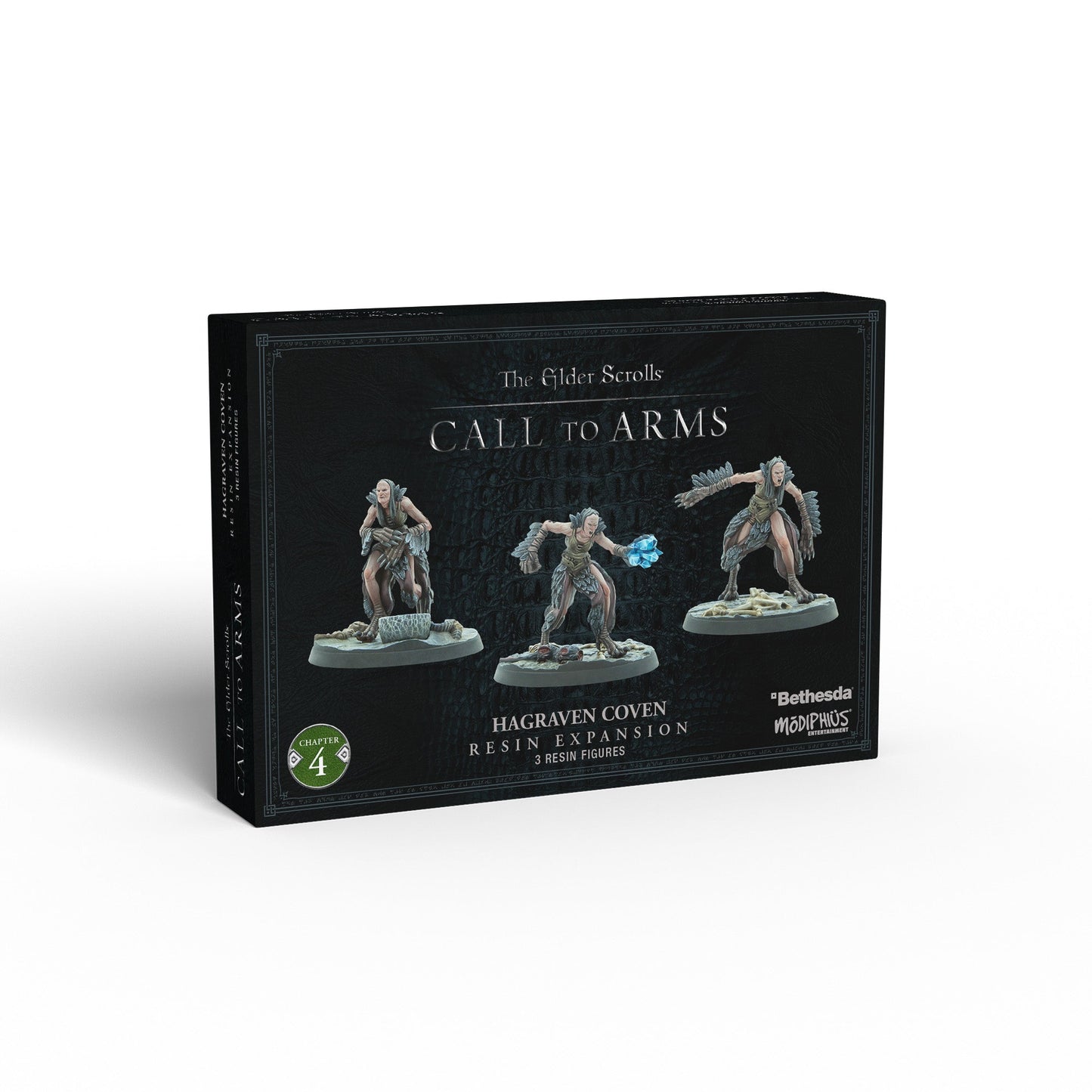 Black Elder Scrolls: Call to Arms Hagravens Coven box shows three resin figures
