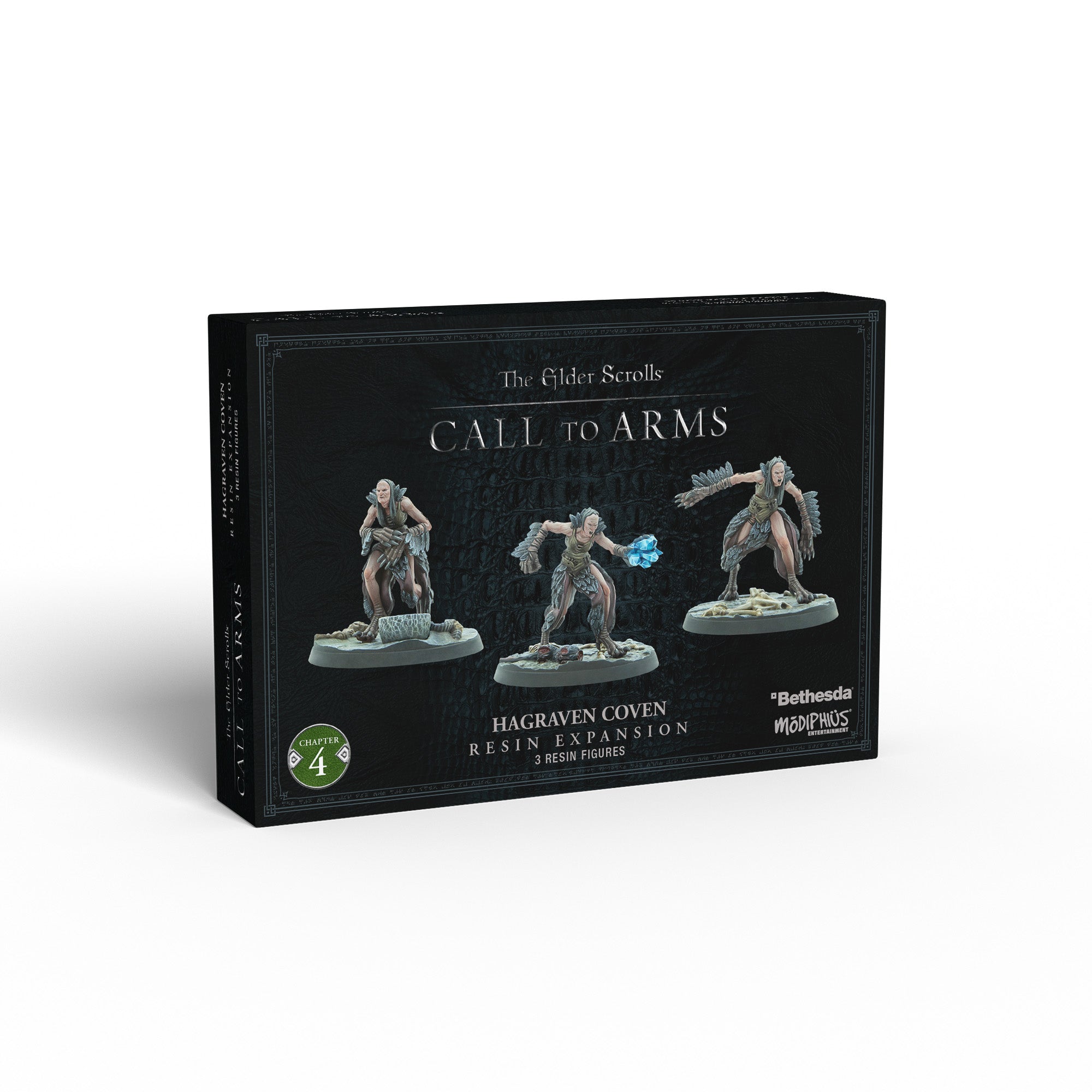 Black Elder Scrolls: Call to Arms Hagravens Coven box shows three resin figures