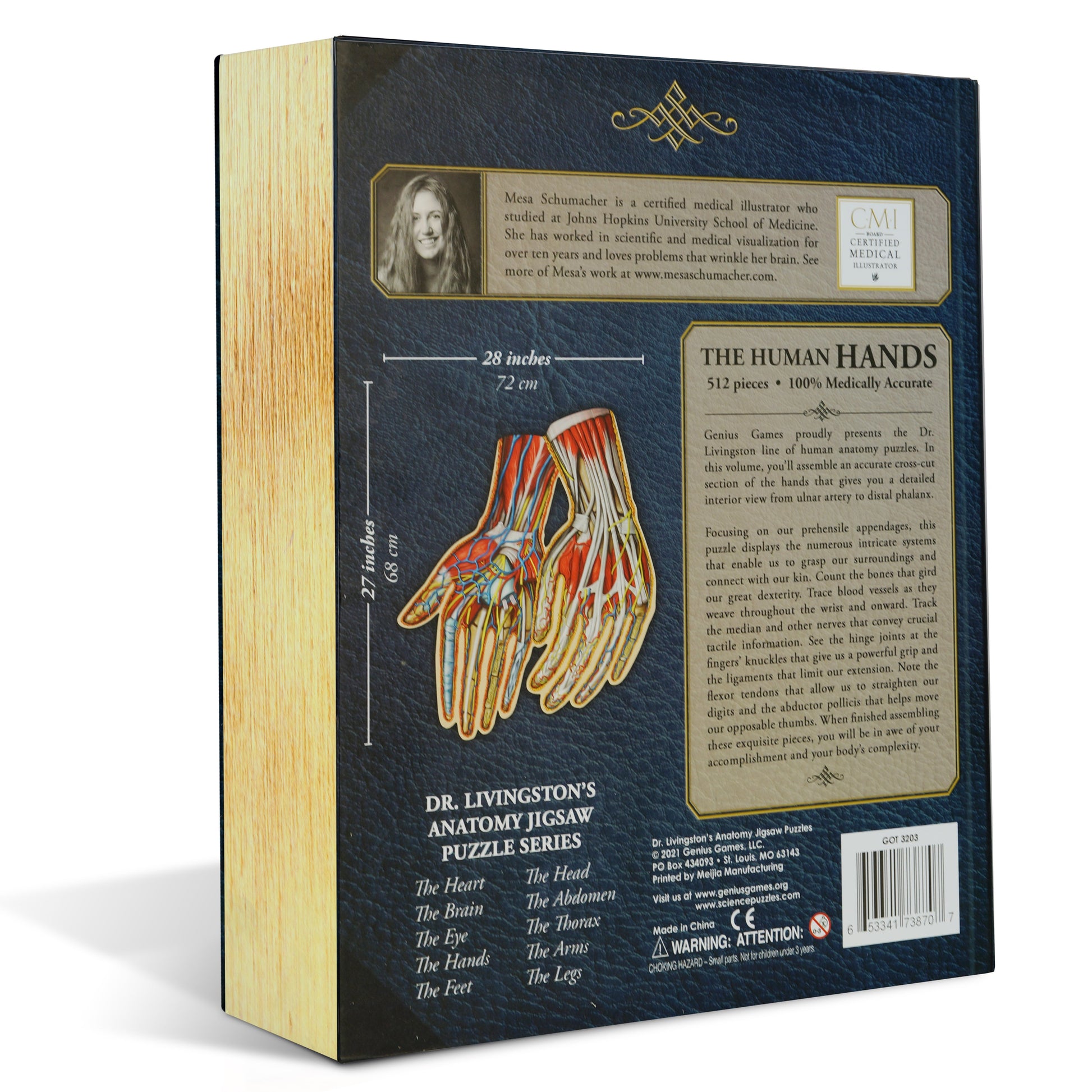 Genius Games Dr. Livingston's The Human Hands Anatomy Puzzle - 512 piece Jigsaw - Good Games