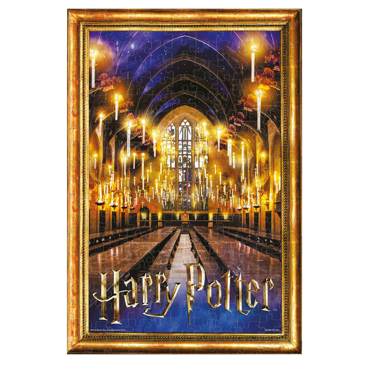 Front view of the great hall puzzle of Winning Moves Harry Potter The Great Hall 500 piece Jigsaw Puzzle Set