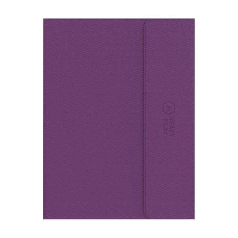 Textured deep purple folder with diagonal pattern, a vertical fold, and &#39;HEAVY PLAY&#39; logo
