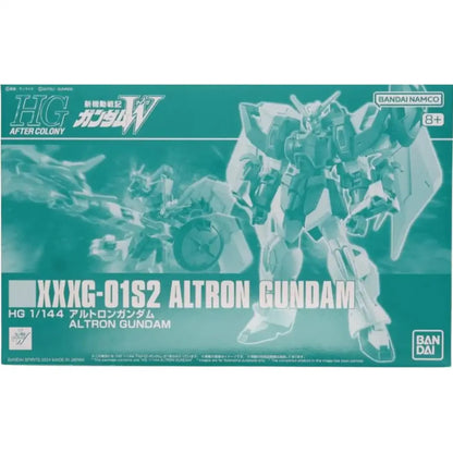 Teal box for an HG 1/144 Altron Gundam model kit, showing a large white robot standing and a smaller one flying