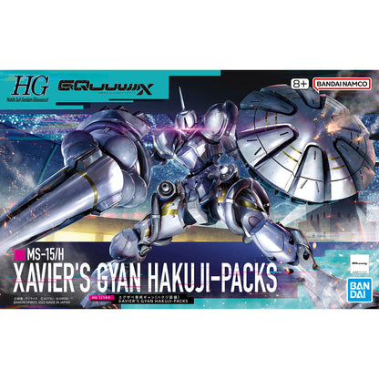 Metallic Xavier's Gyan Hakuji-Packs Mobile Suit with a large cannon, its shield deflecting fiery blasts