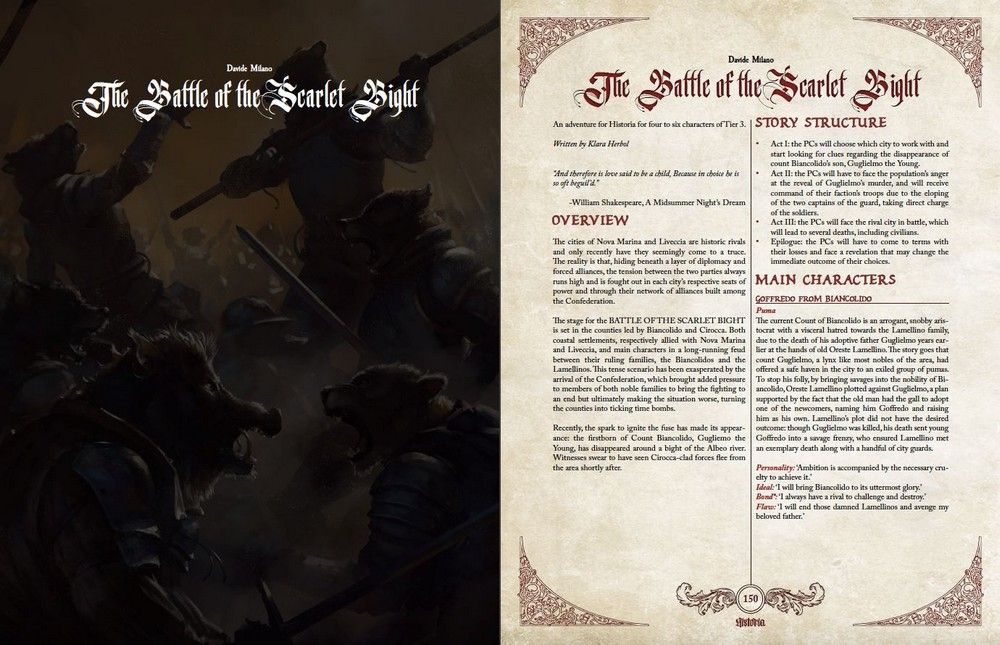 Dark illustration of armored boar and bear warriors fighting in "The Battle of the Scarlet Night"