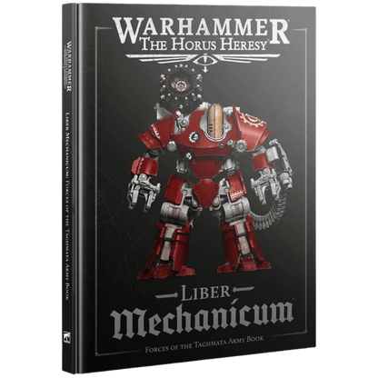Warhammer The Horus Heresy Liber Mechanicum book cover showing a red and silver heavily armored robot