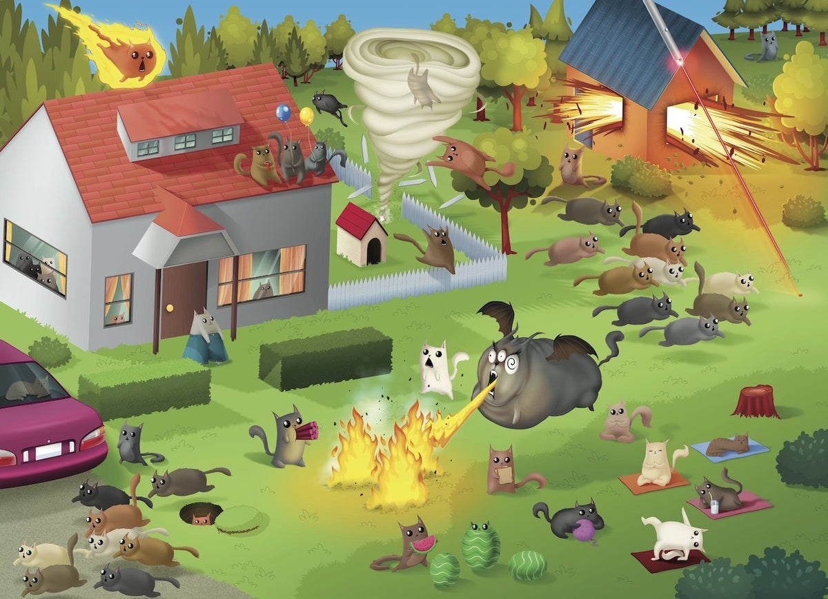 Cartoon-style housing chaos artwork from puzzle