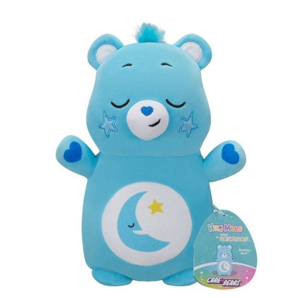 Blue Care Bears Bedtime Bear Hug Mees plush toy, featuring the sleeping moon and star belly badge