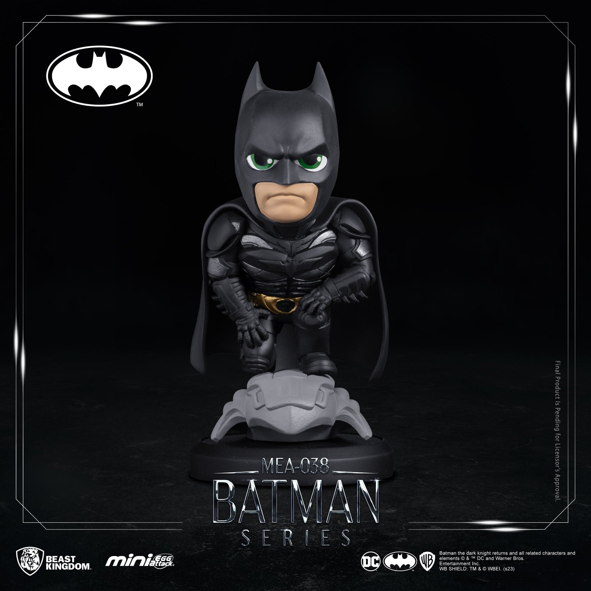 Full-body shot of Batman figure posed dynamically on base