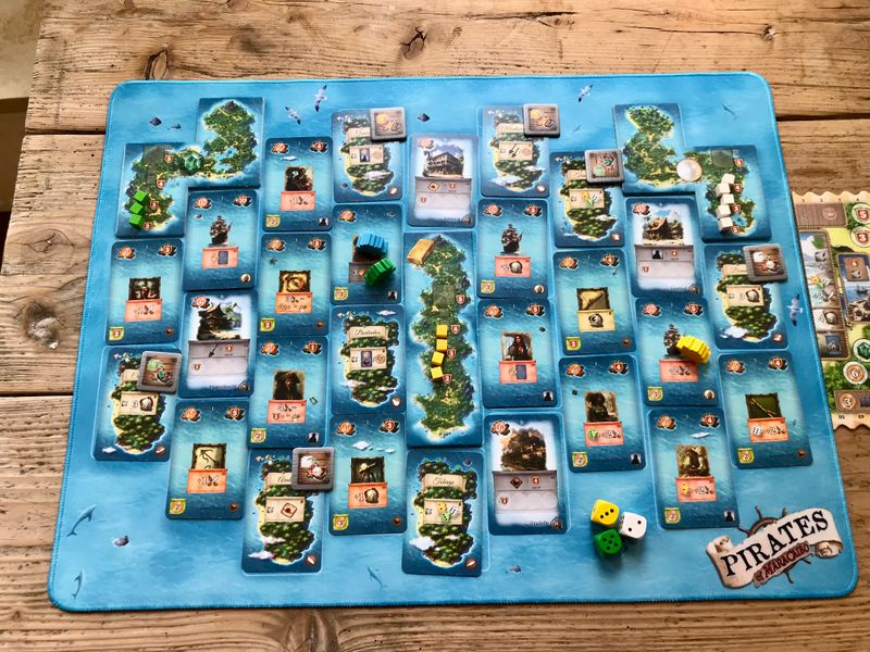 Pirates of Maracaibo board game with pieces and dice