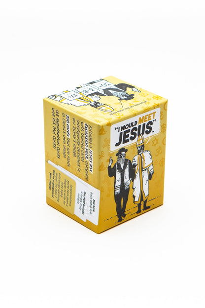 Yellow "I Would Meet Jesus" expansion pack box with illustrations of a rabbi and Jesus