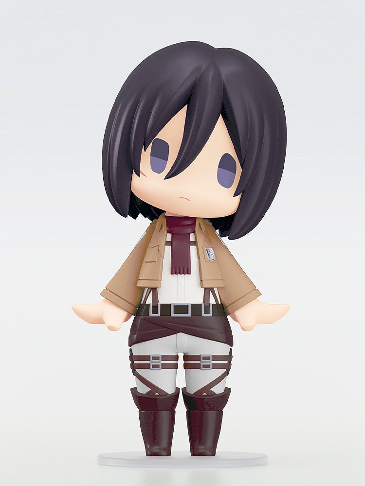 Chibi Mikasa Ackerman Nendoroid figure in Scout Regiment uniform, standing with arms slightly out