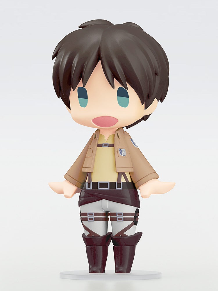 Eren Yeager Nendoroid figure from Attack on Titan, wearing Survey Corps uniform, with mouth open