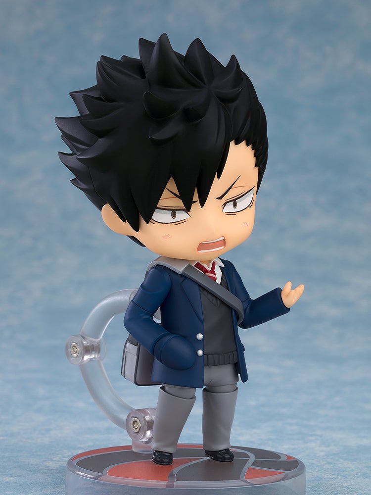 Good Smile Company Haikyu Nendoroid Tetsuro Kuroo School Uniform Version figure black hair blue blazer grey pants and white shirt with red tie