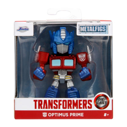 Transformers Optimus Prime die-cast figure by Jada Metalfigs, packaged in a clear plastic box