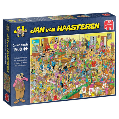 Jan van Haasteren "The Retirement Home" 1500-piece comic puzzle box, depicting a chaotic, humorous scene of seniors