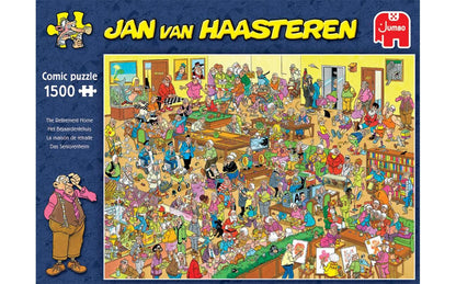Jan van Haasteren comic puzzle box: "The Retirement Home", a crowded, humorous cartoon scene of seniors