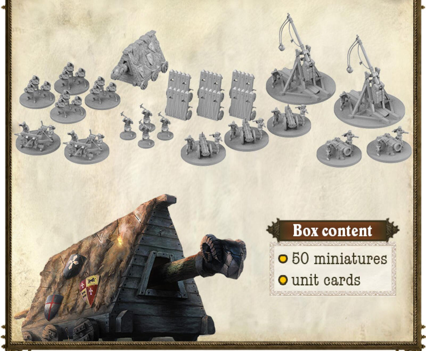Mythic Games Time of Legends: Joan of Arc Siege Equipment Expansion Extra Miniatures