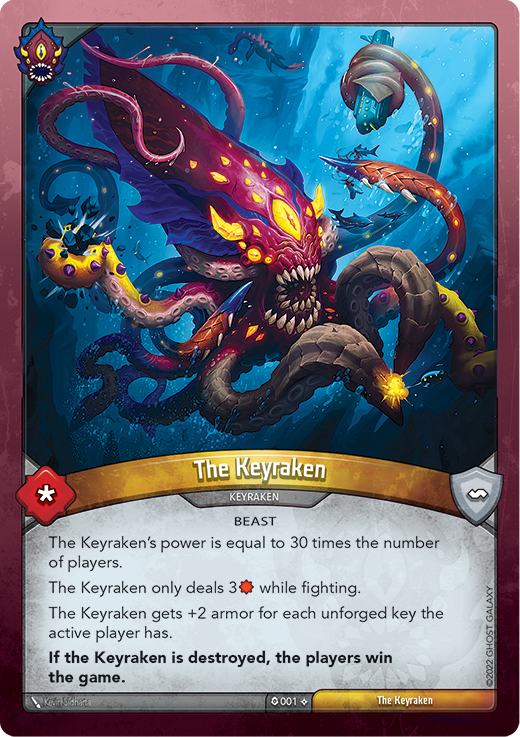 KeyForge Adventure Rise of the Keyraken boss card with detailed monstrous character art